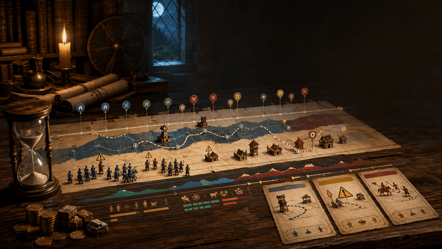 Mesa medieval de analisis de replay generada para Academia AoE2